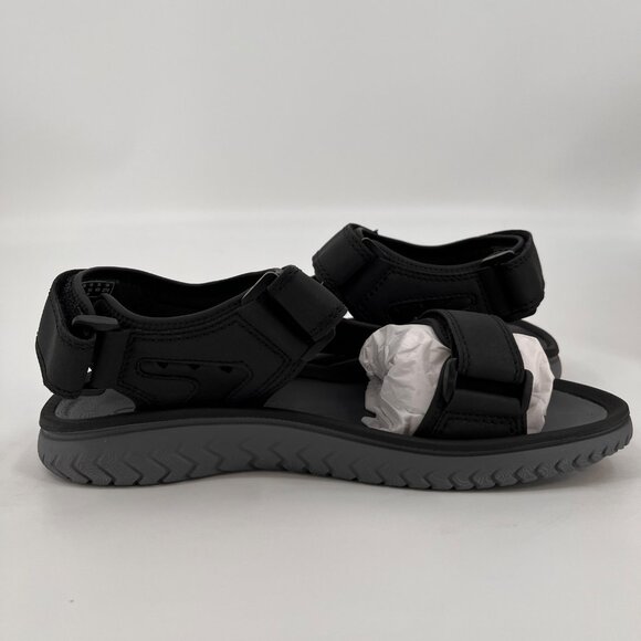 Clarks Wesley Bay Size 10M Black Synthetic Hook Loop Trail Tread Sandal - Picture 7 of 12